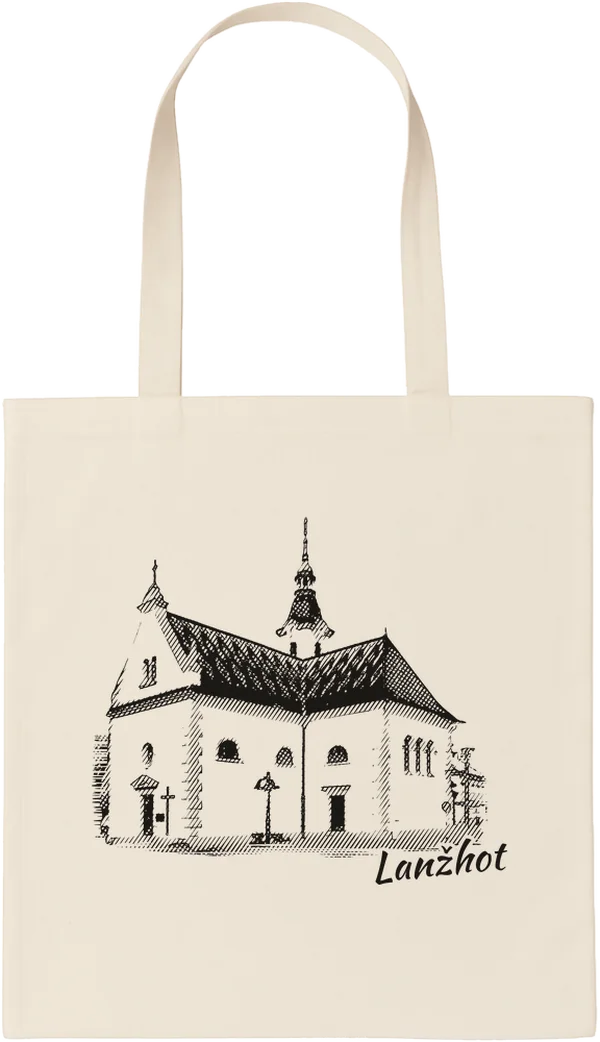 Taška s kresbou: Lanžhot, kostel Povýšení svatého Kříže (rytina)